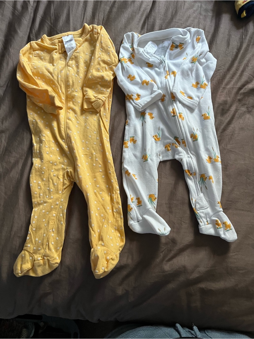 2 pack Baby Footie Sleeper Yellow with dots and duckies